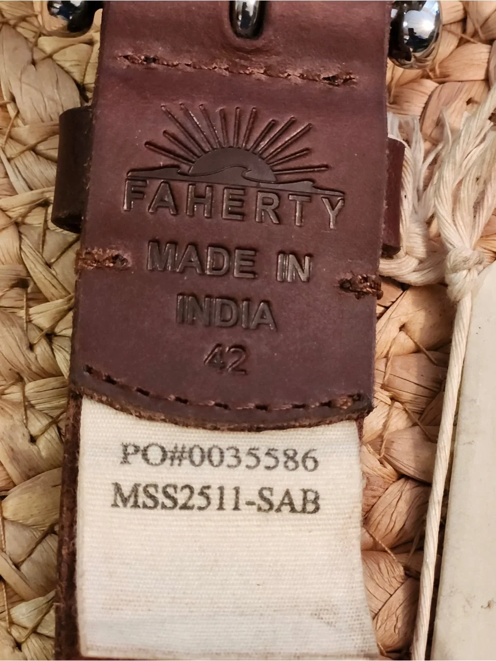 Faherty Leather Belt Men - Saddle Brown Size 42